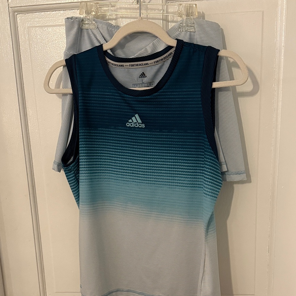 Adidas Blue/Green Gradient Tennis Set-Tank Top and matching Skort